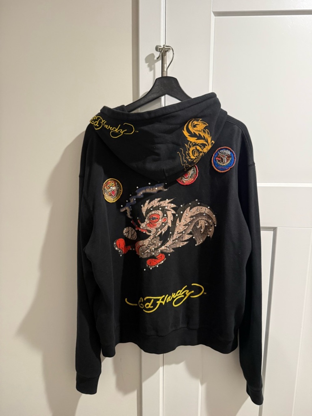 Don Ed Hardy Christian Audigier Skunk Rhinestones Hoodie Jacket Size XXL